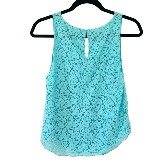 Aritzia Talula Floral Aqua Teal Blue Sleeveless Top Blouse SZ small - Picture 2 of 7